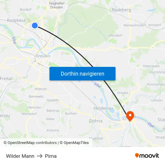 Wilder Mann to Pirna map