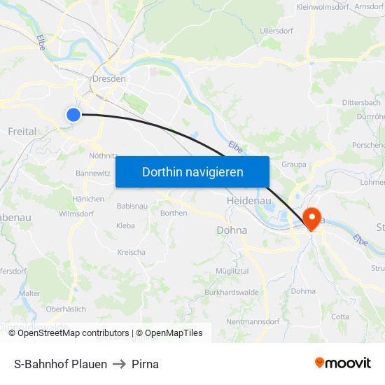 S-Bahnhof Plauen to Pirna map