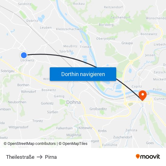 Theilestraße to Pirna map