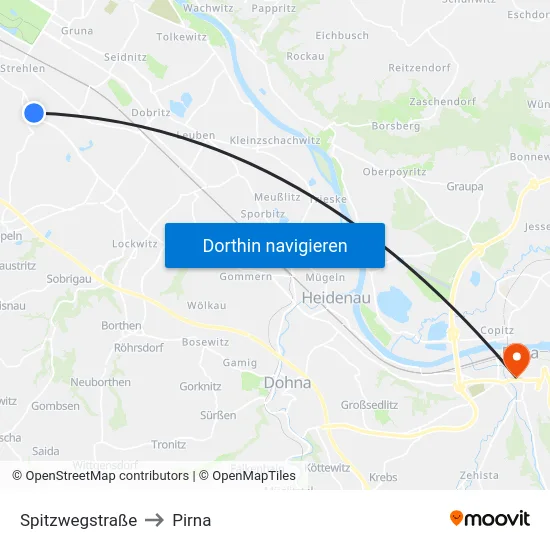 Spitzwegstraße to Pirna map