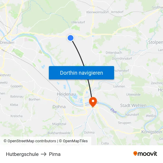 Hutbergschule to Pirna map