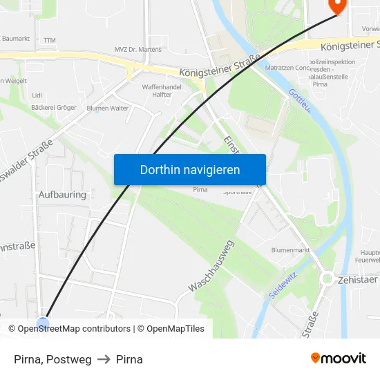 Pirna, Postweg to Pirna map