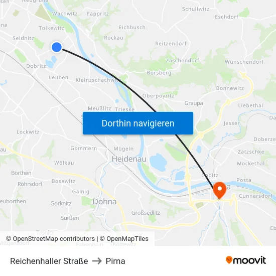 Reichenhaller Straße to Pirna map