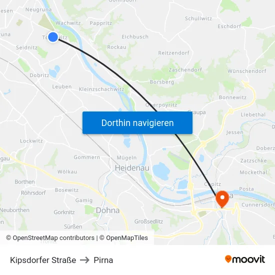 Kipsdorfer Straße to Pirna map
