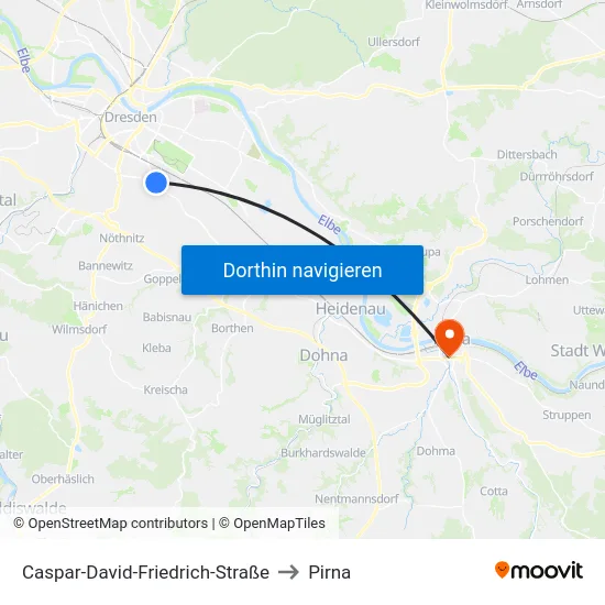 Caspar-David-Friedrich-Straße to Pirna map
