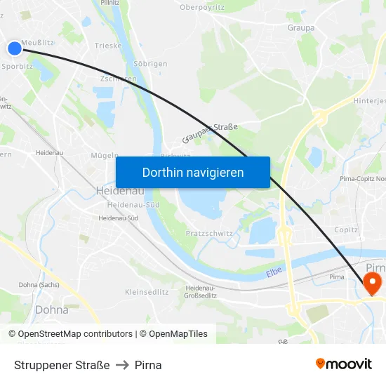 Struppener Straße to Pirna map