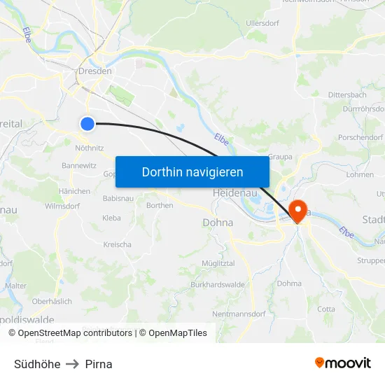 Südhöhe to Pirna map
