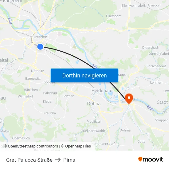 Gret-Palucca-Straße to Pirna map