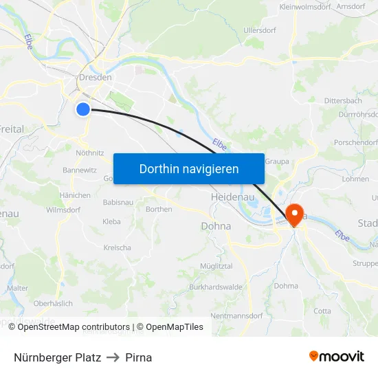Nürnberger Platz to Pirna map