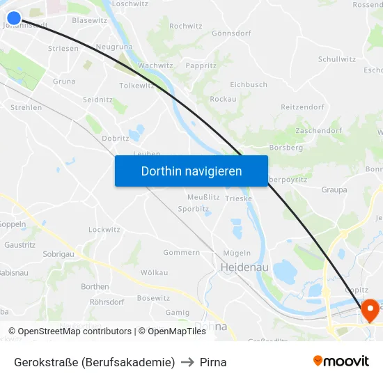 Gerokstraße (Berufsakademie) to Pirna map