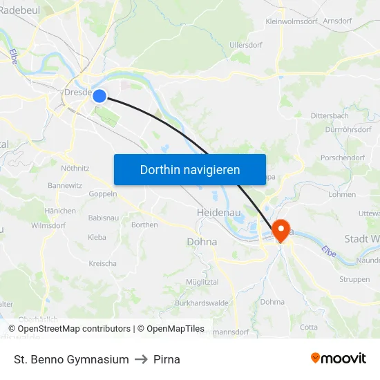 St. Benno Gymnasium to Pirna map