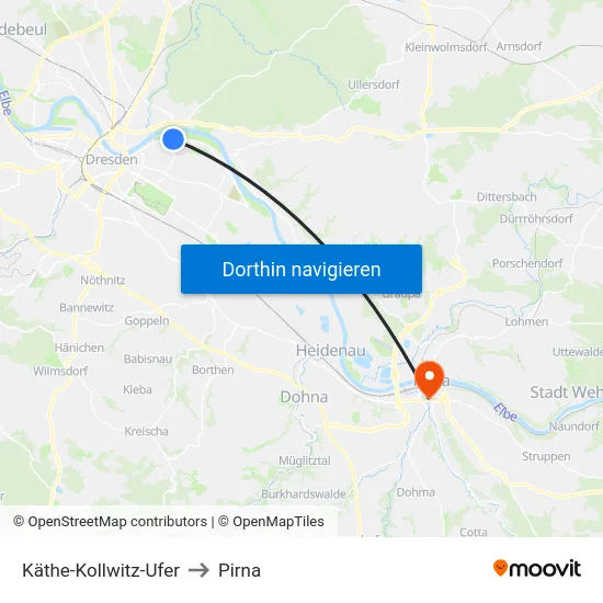 Käthe-Kollwitz-Ufer to Pirna map