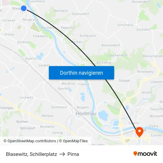 Blasewitz, Schillerplatz to Pirna map