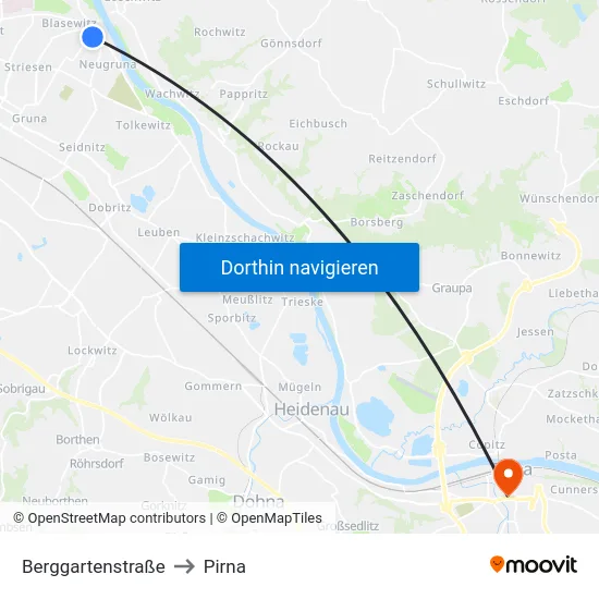 Berggartenstraße to Pirna map