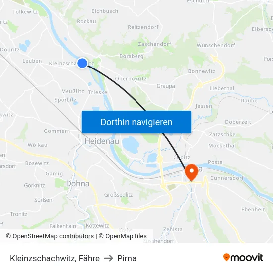 Kleinzschachwitz, Fähre to Pirna map