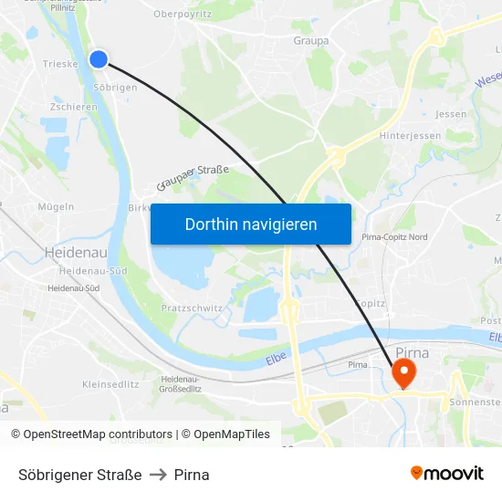 Söbrigener Straße to Pirna map