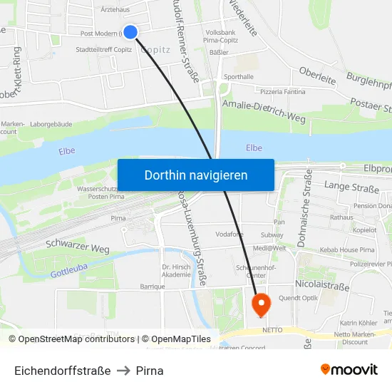 Eichendorffstraße to Pirna map