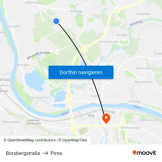Borsbergstraße to Pirna map