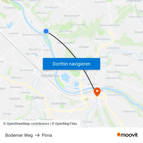 Bodemer Weg to Pirna map