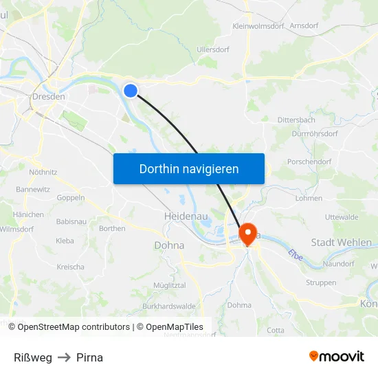 Rißweg to Pirna map