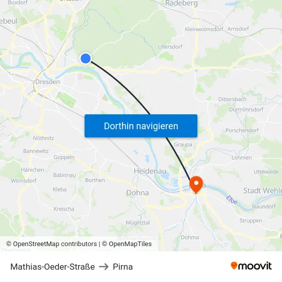 Mathias-Oeder-Straße to Pirna map