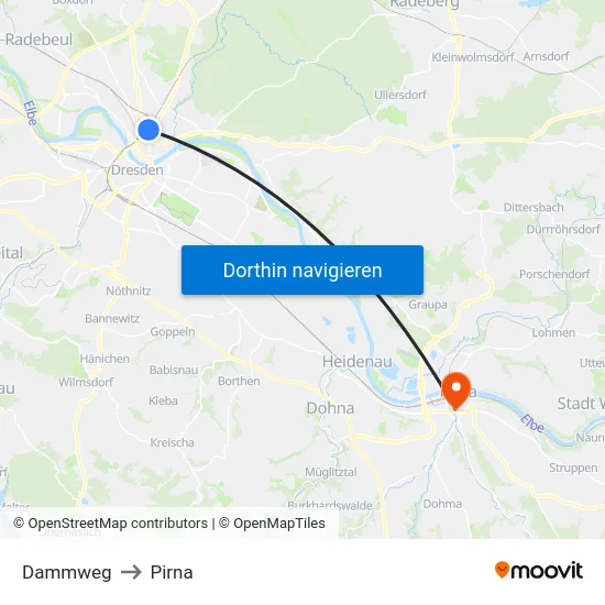 Dammweg to Pirna map