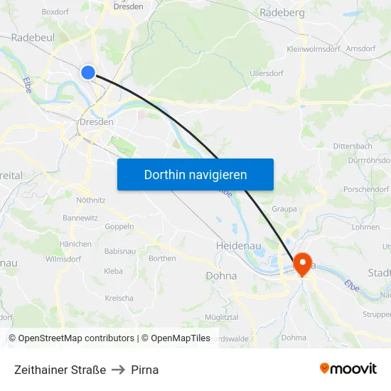 Zeithainer Straße to Pirna map