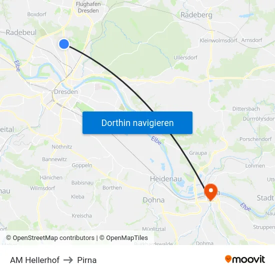 AM Hellerhof to Pirna map