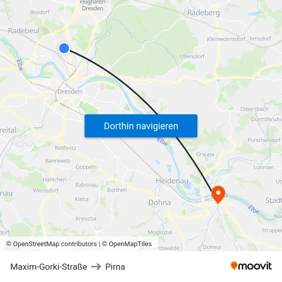 Maxim-Gorki-Straße to Pirna map