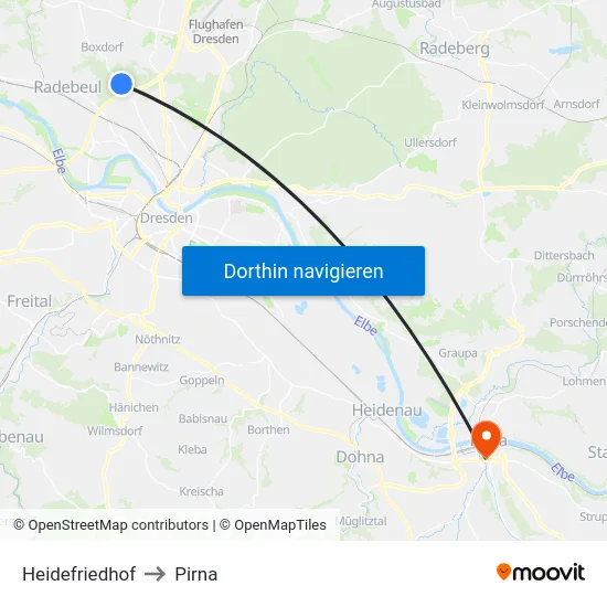 Heidefriedhof to Pirna map