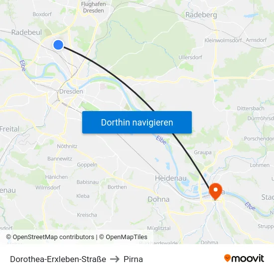 Dorothea-Erxleben-Straße to Pirna map