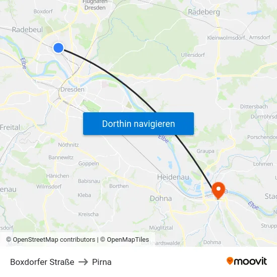 Boxdorfer Straße to Pirna map