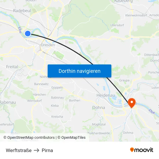 Werftstraße to Pirna map