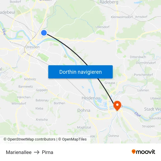 Marienallee to Pirna map