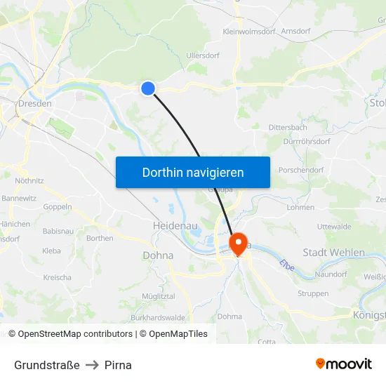 Grundstraße to Pirna map