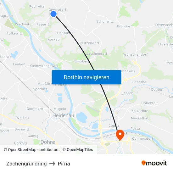 Zachengrundring to Pirna map