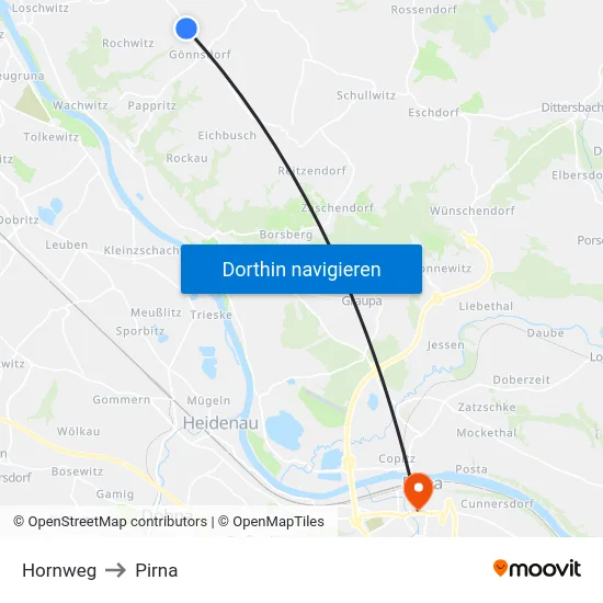 Hornweg to Pirna map
