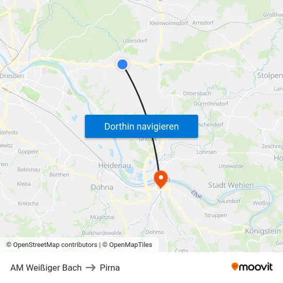 AM Weißiger Bach to Pirna map