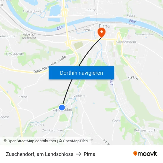 Zuschendorf, am Landschloss to Pirna map