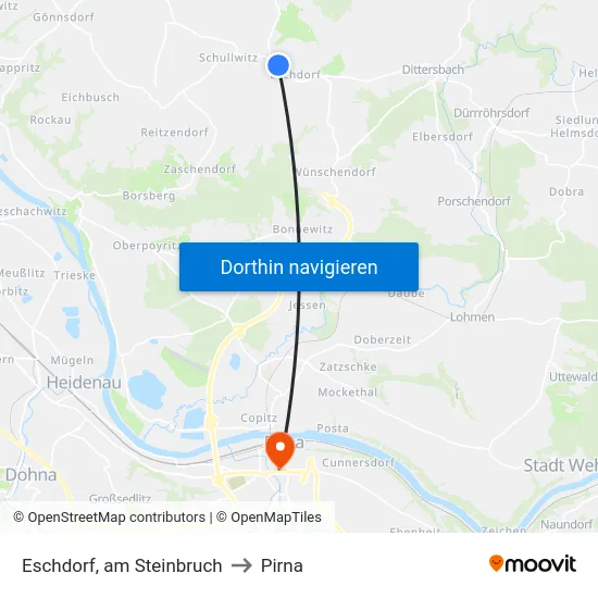 Eschdorf, am Steinbruch to Pirna map