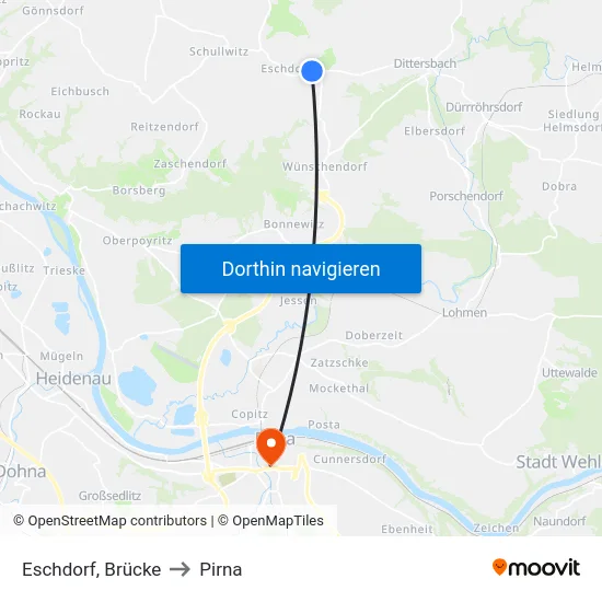 Eschdorf, Brücke to Pirna map