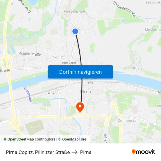 Pirna Copitz, Pillnitzer Straße to Pirna map