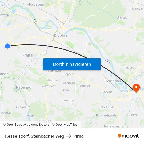 Kesselsdorf, Steinbacher Weg to Pirna map