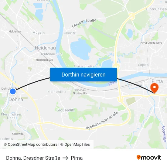 Dohna, Dresdner Straße to Pirna map