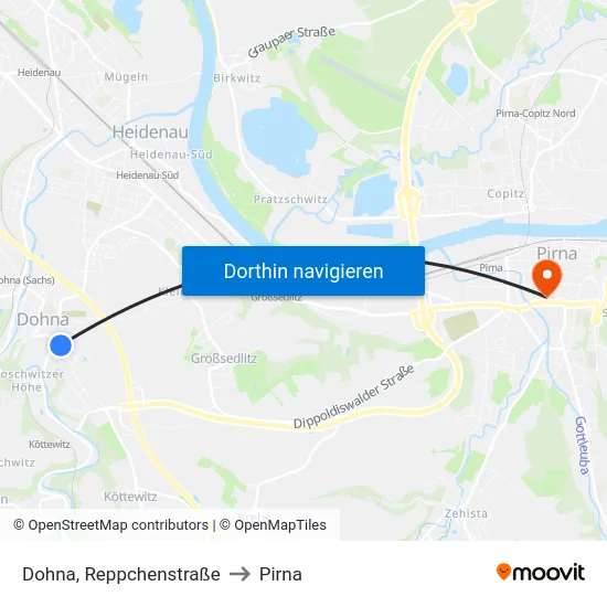 Dohna, Reppchenstraße to Pirna map