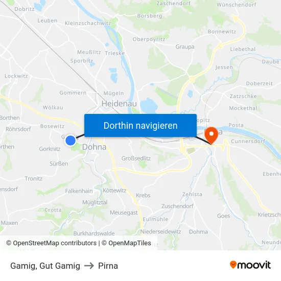 Gamig, Gut Gamig to Pirna map