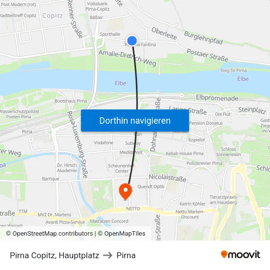 Pirna Copitz, Hauptplatz to Pirna map