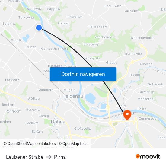 Leubener Straße to Pirna map