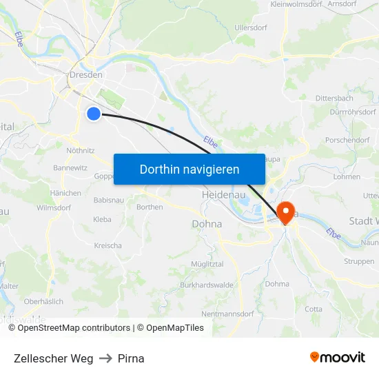 Zellescher Weg to Pirna map