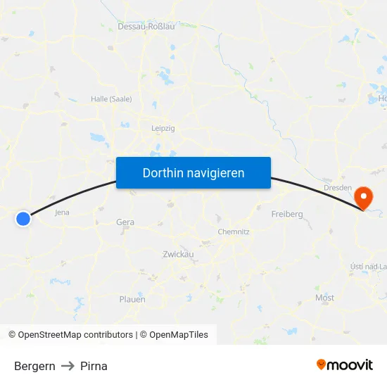 Bergern to Pirna map
